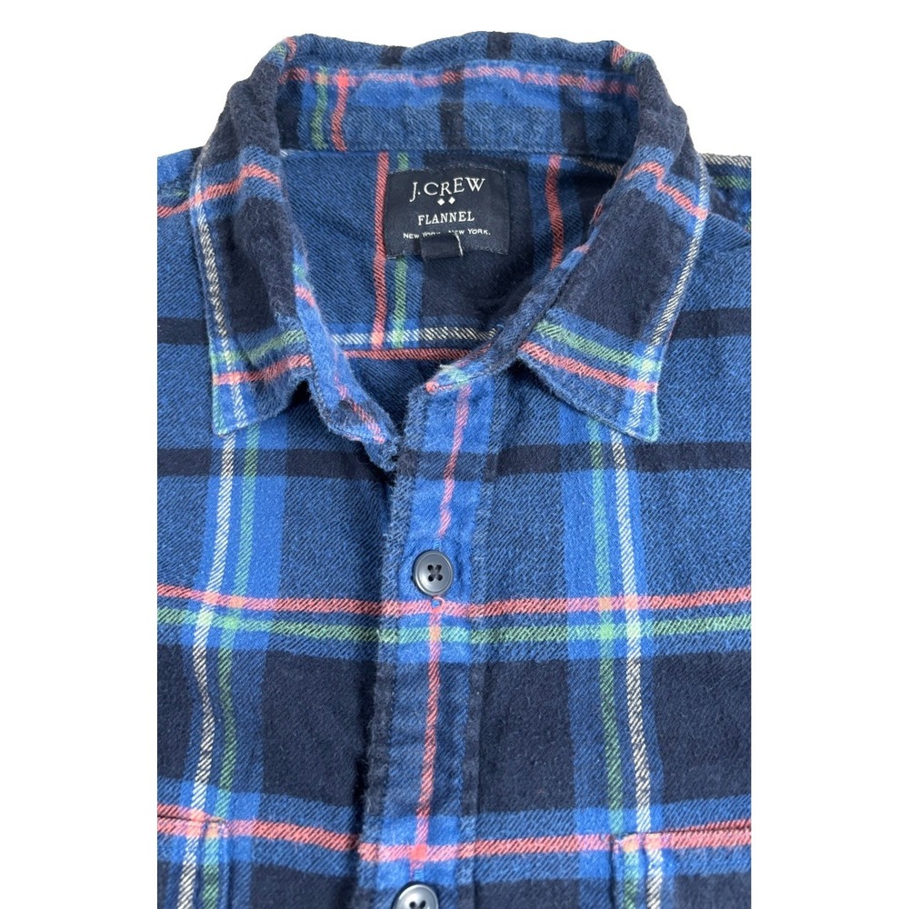 J.Crew Mens Regular Fit Blue Plaid Flannel Button Up Shirt M 92937 - Picture 4 of 10